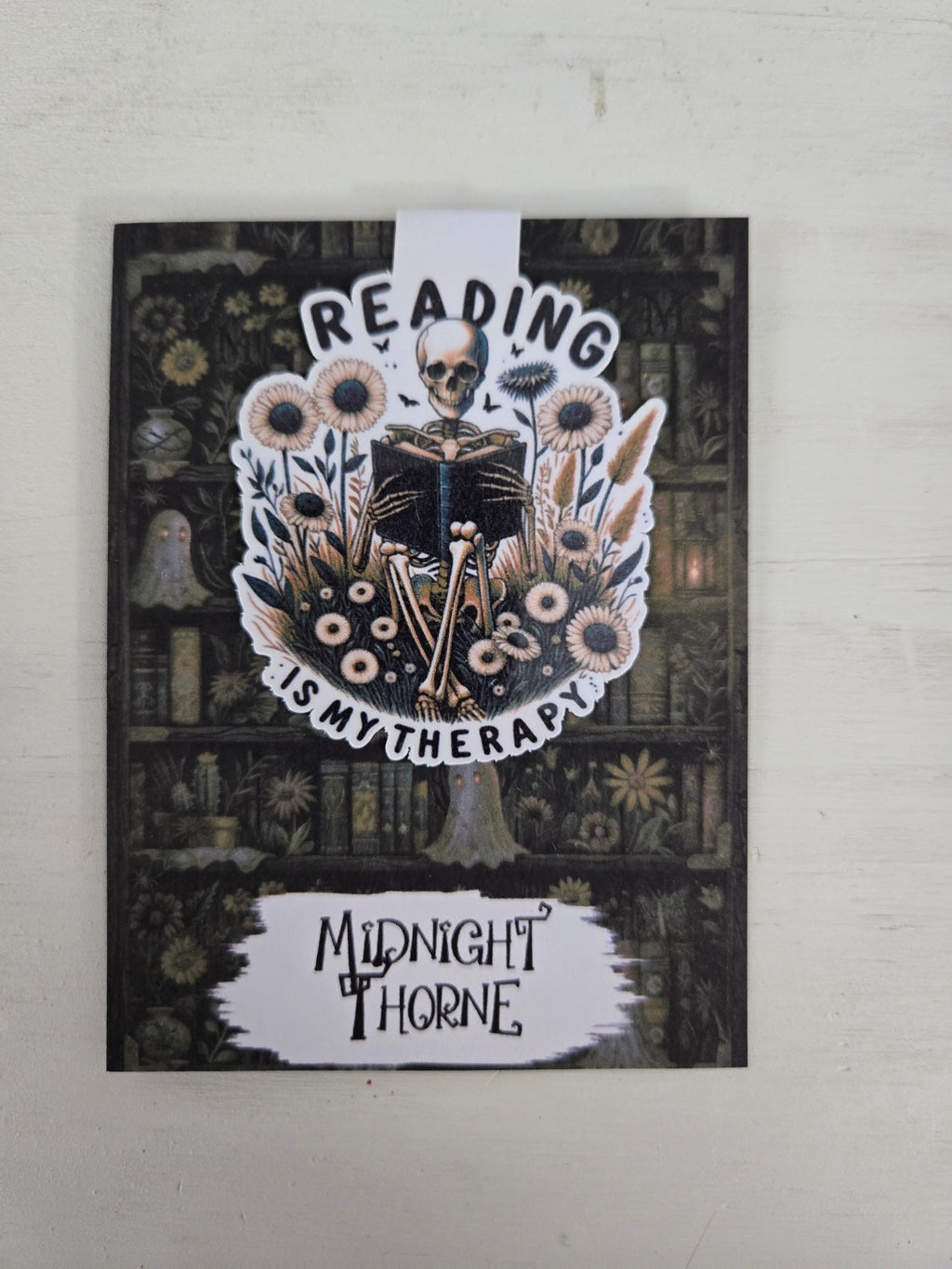 Reading is my Therapy Skellie Sunflowers - Magnetic Bookmark