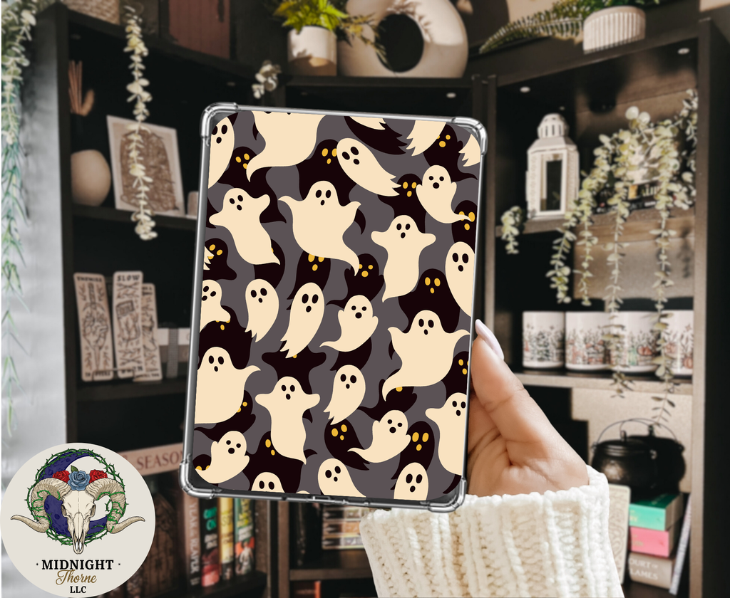 Black & White Ghosties | Kindle Insert for Clear Case | Optional Lamination