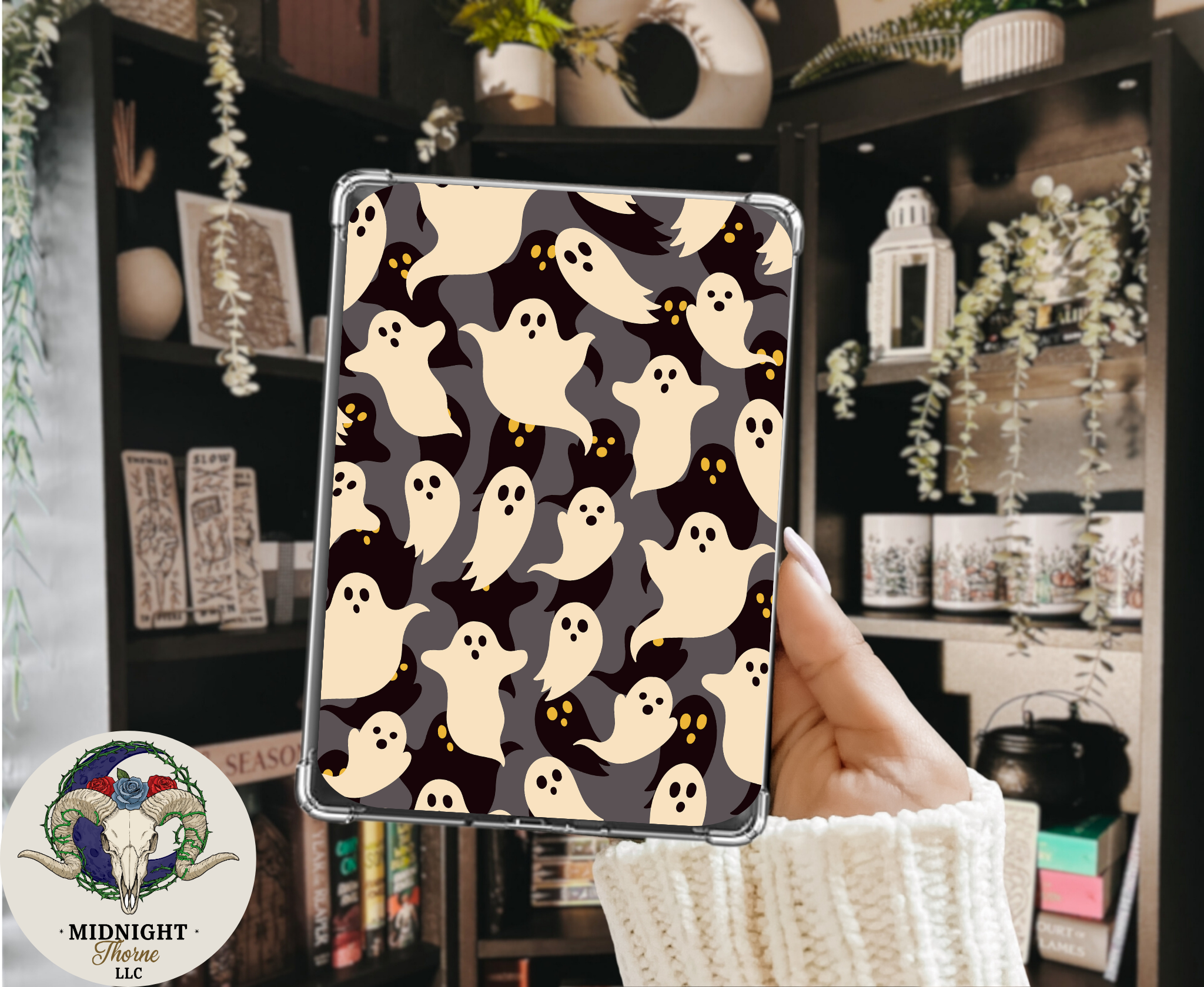 Black & White Ghosties | Kindle Insert for Clear Case | Optional Lamination