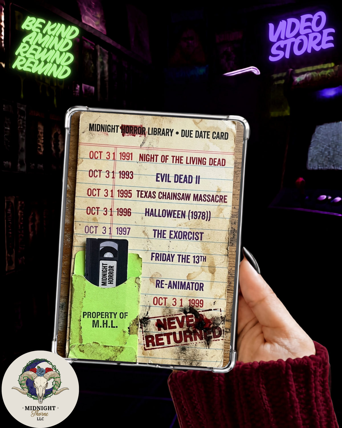 Midnight Horror Library Card Kindle Insert