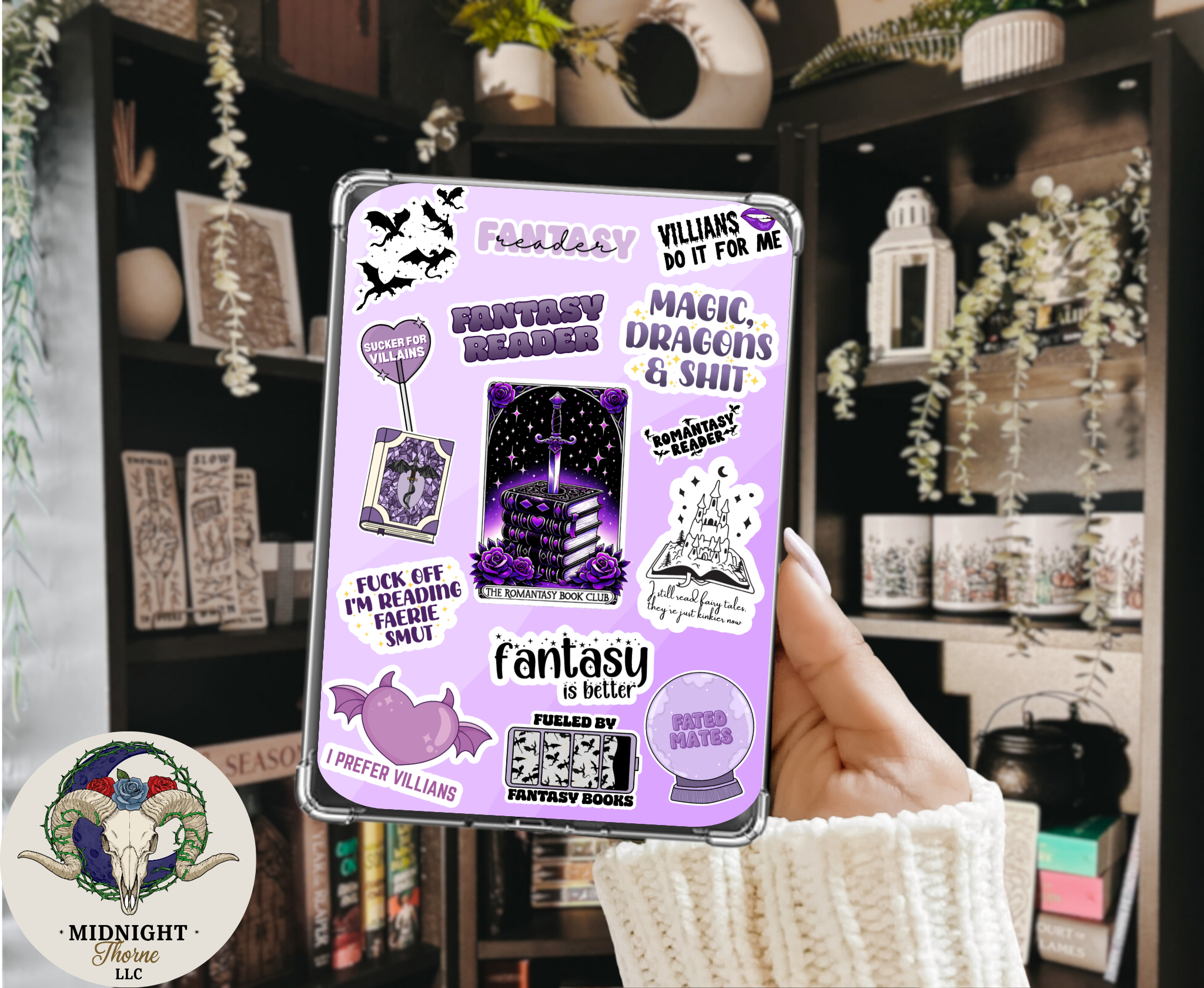 Purple Fantasy  |  Romantasy Kindle Insert for Clear Case | Optional Lamination