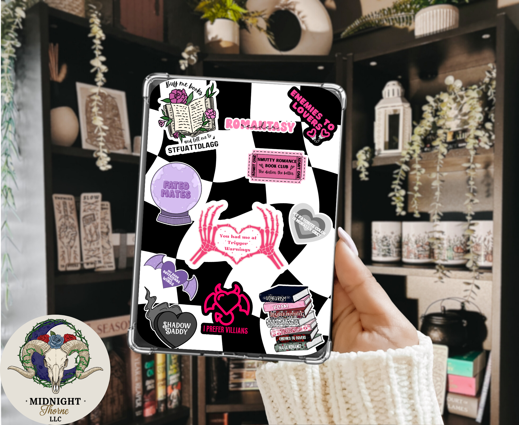 Romantasy Shadow Daddy Mixed  |  Dark Romance Kindle Insert for Clear Case | Optional Lamination