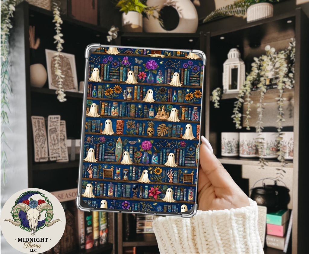 Summer Ghosties Bookshelf | Kindle Insert for Clear Case | Optional Lamination