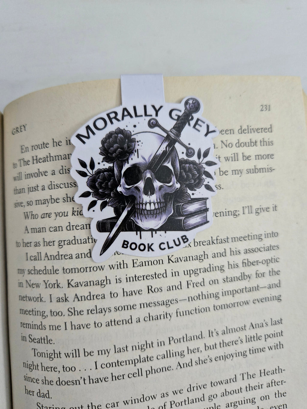 Morally Grey Book Club Skull - Magnetic Bookmark