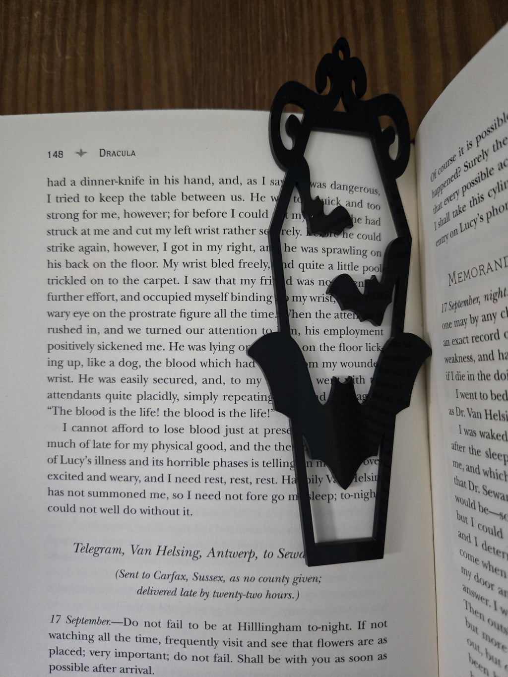 Coffin Bat Laser Cut Acrylic Bookmark | Gothic Vampire | Dark Academia Reader Gift