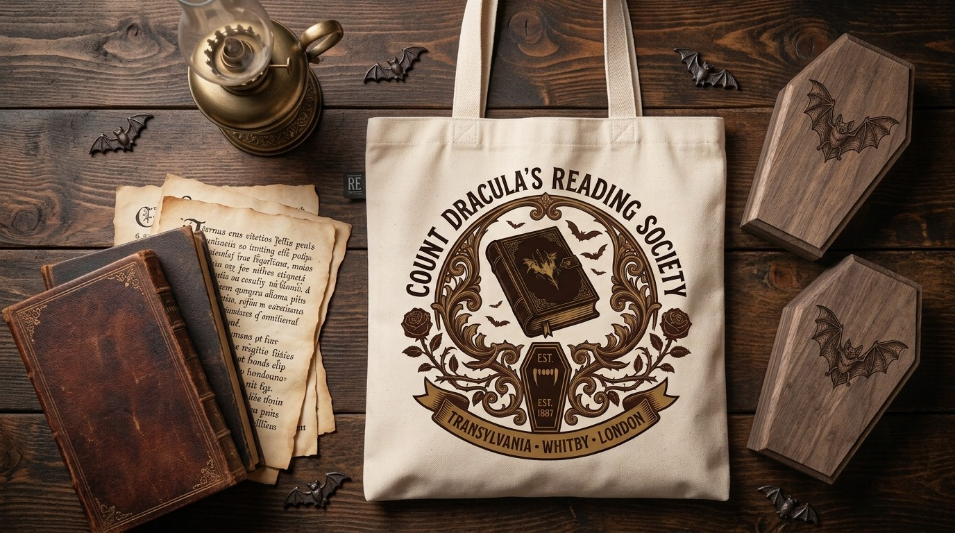 Dracula's Reading Society — Laser-Printed Book Bag