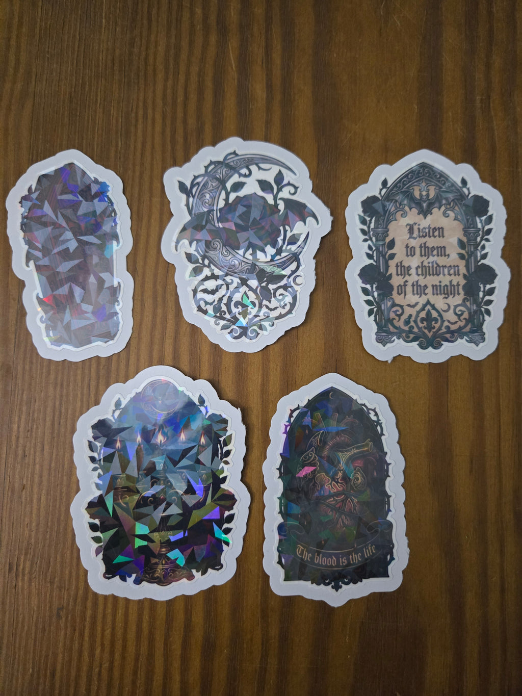 Dracula Sticker Pack | 5 Holographic Gothic Stickers | Vampire Dark Academia Bookish Gift